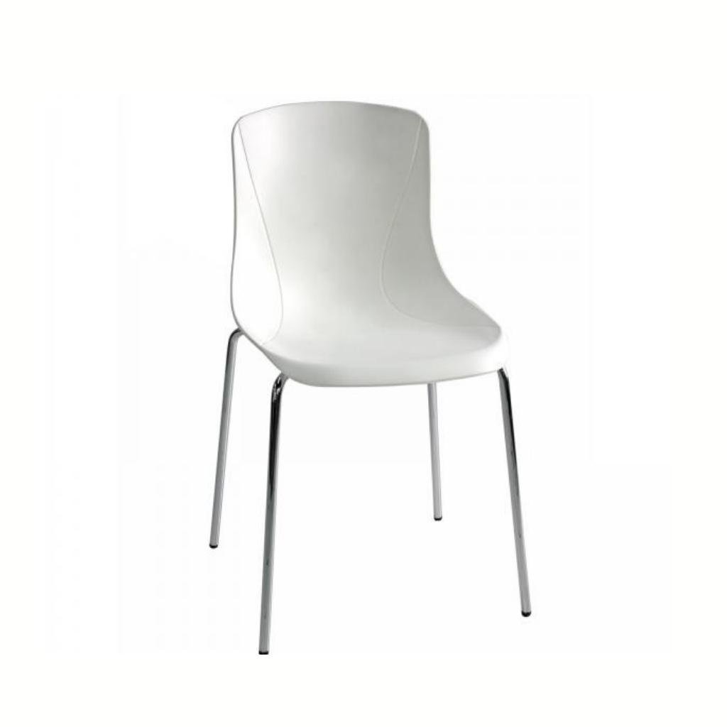 Rodos Bekleme Koltuk Beyaz Plastik + Krom Boru Ayak
