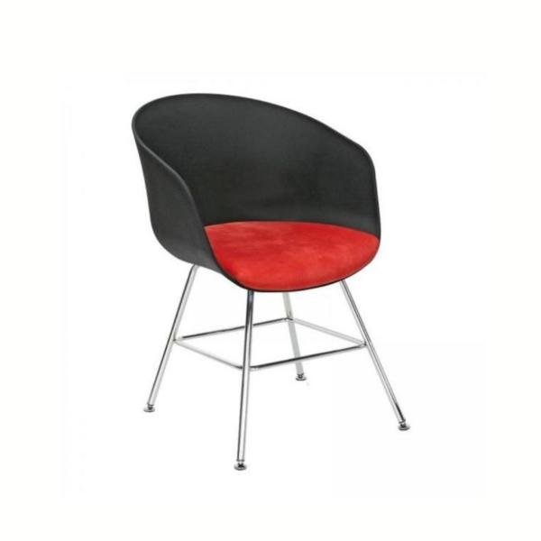 Solid Döşemeli Bekleme Koltuk Krom Boru 4 Ayaklı